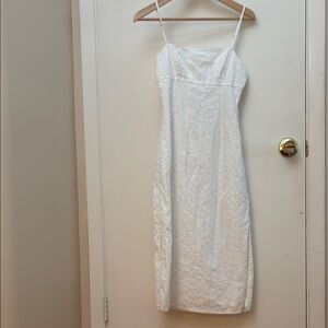 LPA Janina midi white heart summer dress size S adjustable strap back detail